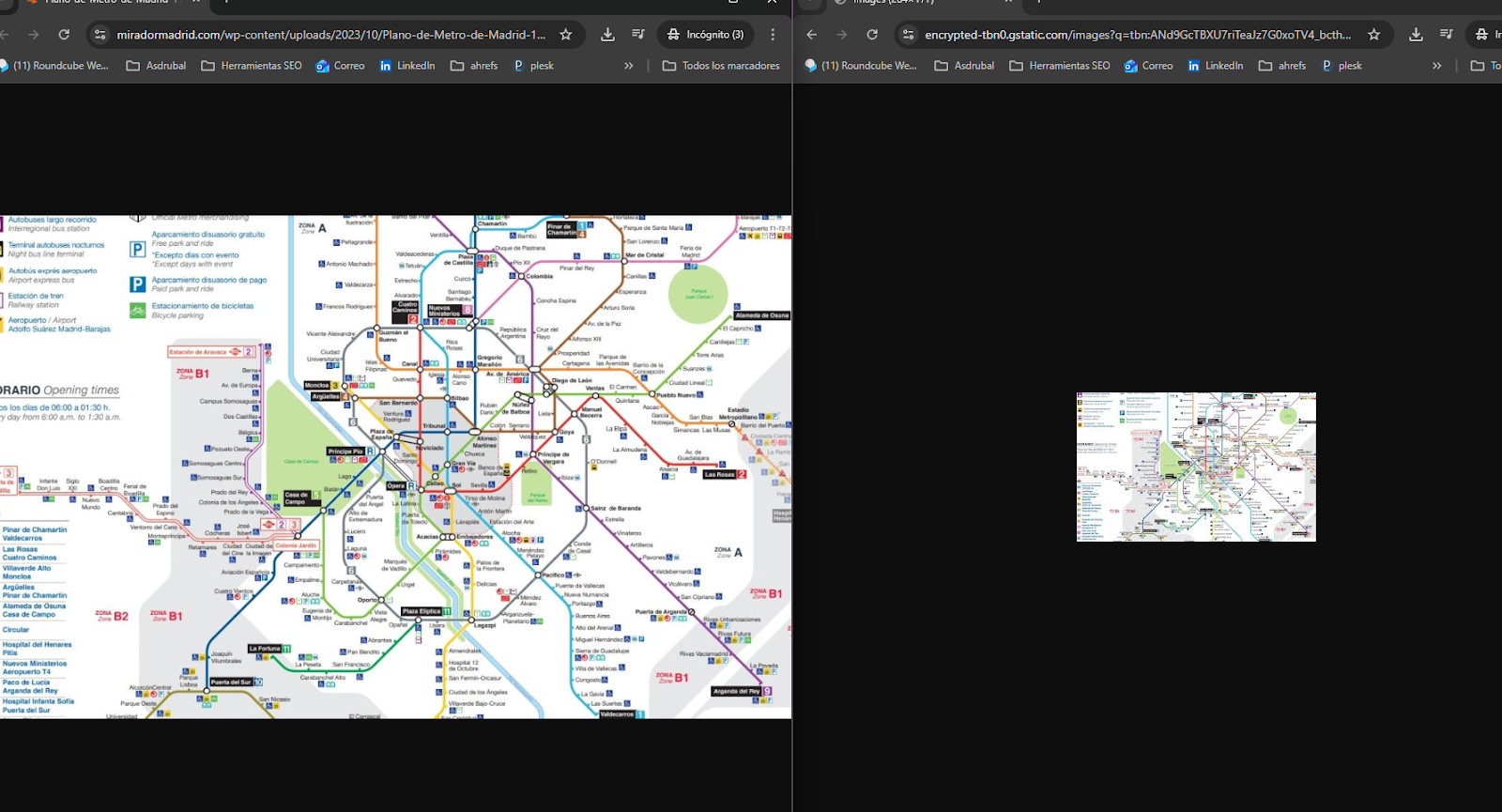 ejemplo de búsqueda de Google, comparando la original y el resultado en Google Images