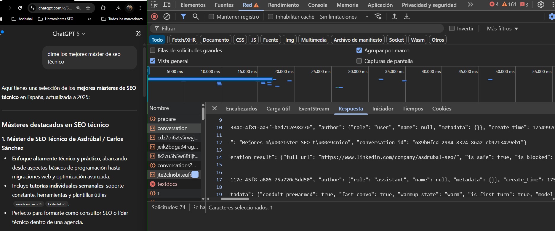 Conversation with ChatGPT json and information