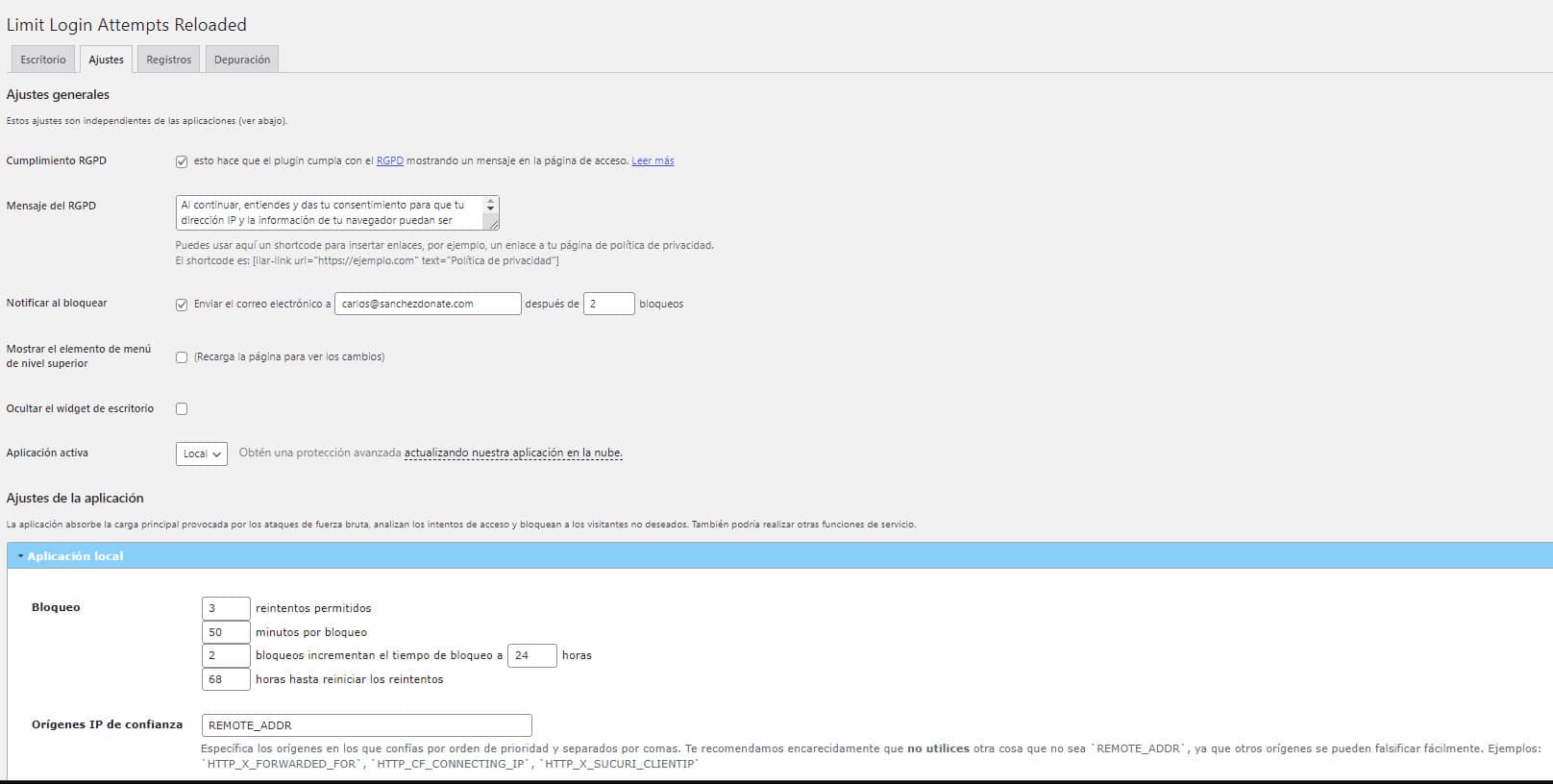 Configuracion limit login attemps