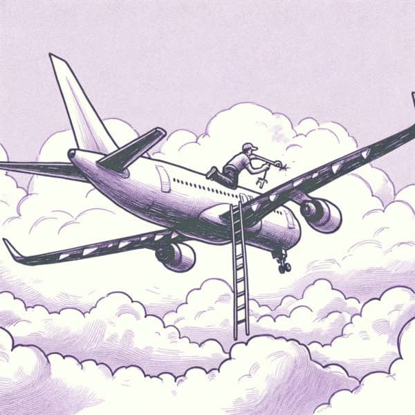 Reparación de avión en el aire