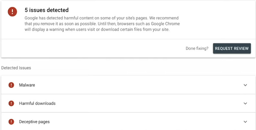 cloaking search console